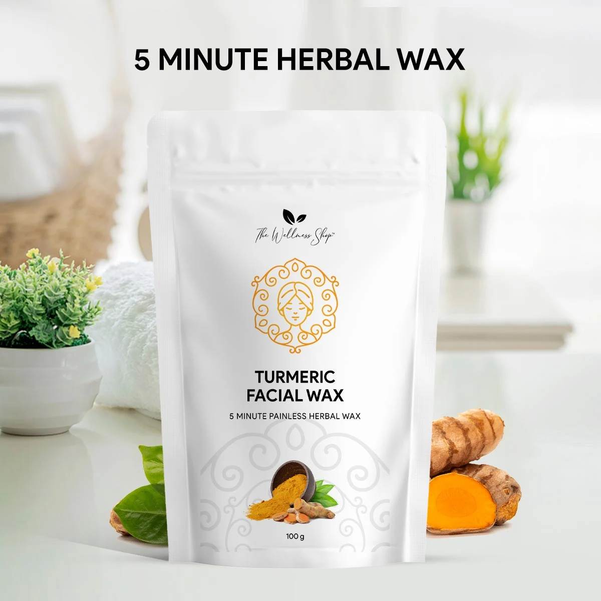 Turmeric Facial Wax - 5 Minute Painless Herbal Wax Powder